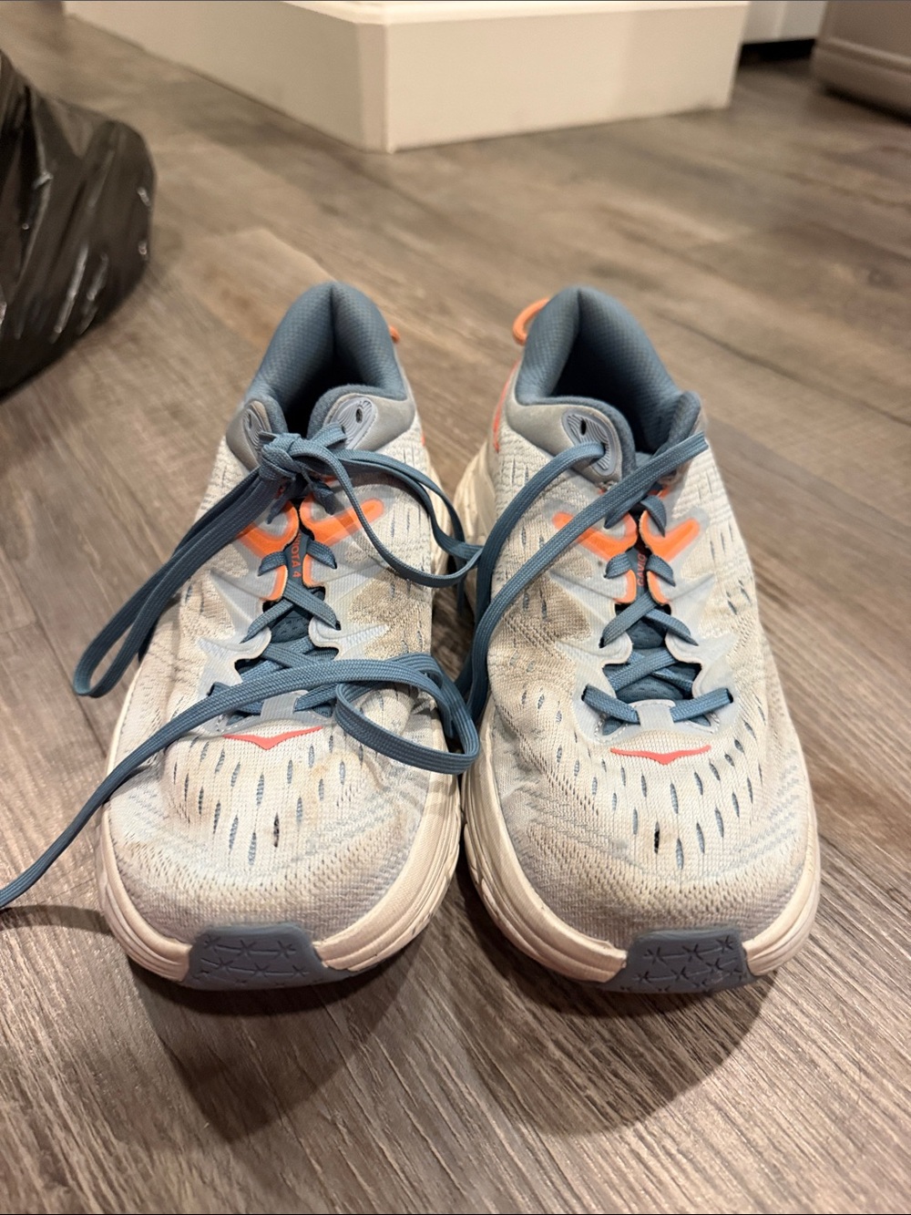 Hoka Light Blue & Orange Running Sneakers